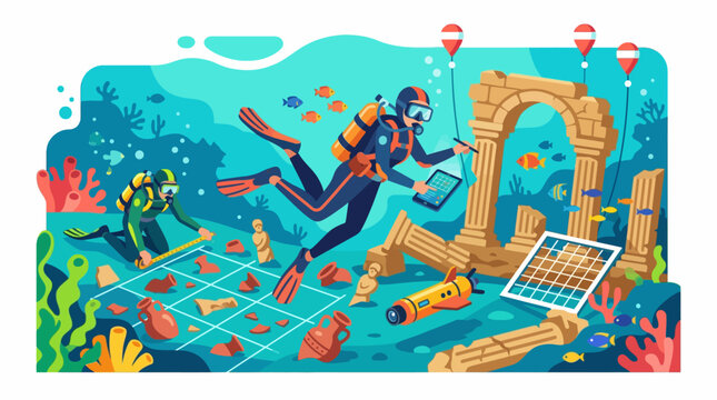 Underwater Archaeology Divers Discover Ancient Ruins.