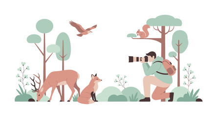 Obraz premium Wildlife photographer captures natures beauty with camera.