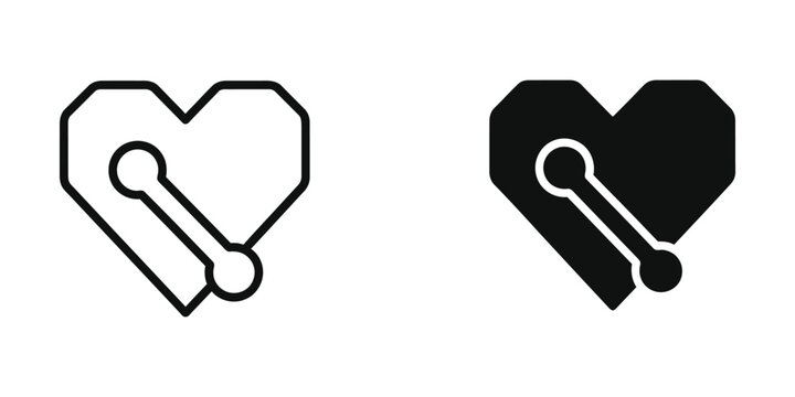 Modern black and white heart with usb flash drive icon