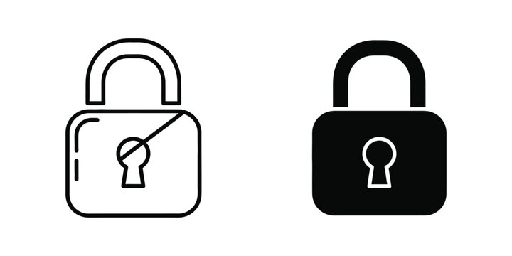 Open and closed padlock icons in simple line art style