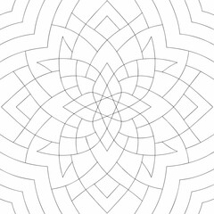 Obraz premium Abstract seamless pattern with lotus flower design coloring page for adult anti stress coloring book or for print on fabric, fashion, paper, wallpaper, textile and tile.