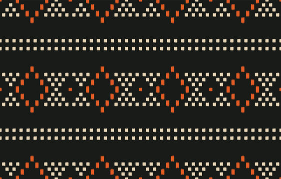 ethnic ikat seamless pattern. hand drawn craftsmanship embroidery bohemian, abstract square geographic art fabric ikat textile material design for curtain, carpet, wallpaper, clothing, Batik.