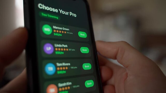 Using mobile app for ordering tree pruning workers