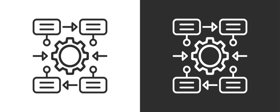 Process Mapping Icon Set Vector Collection Isolated In Black And White