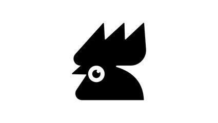 rooster head symbol, black isolated vector silhouette © OMIA