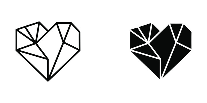 Geometric heart shapes with triangular design in black and white