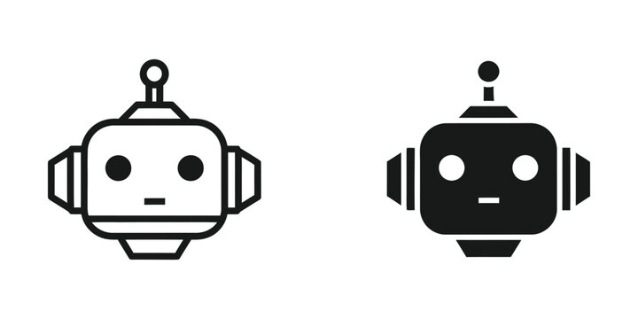 Minimalist robot head icon with neutral expression