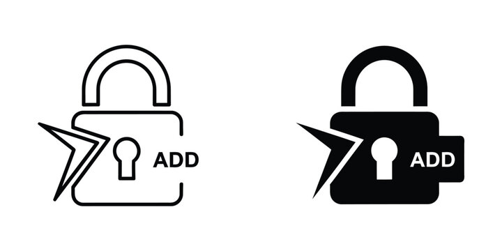 Black and white add to cart lock icon with lightning bolt