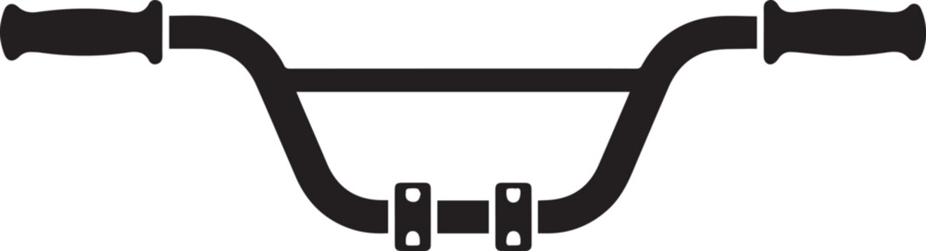 Bicycle or motorcycle handlebar silhouette with grips for transport and cycling concepts.