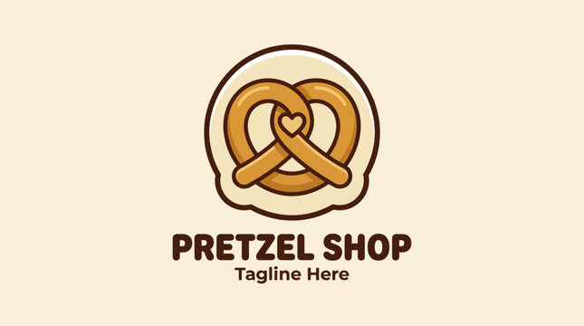 This logo features a playful pretzel design, encapsulated in a circular badge, suitable for enticing customers to explore this fun pretzel shop's savory snacks and delights.