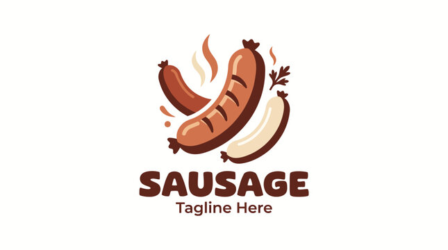 An attractive logo featuring assorted sausages with steam, emphasizing the appetizing and flavorful nature of this beloved food item for meat lovers everywhere.
