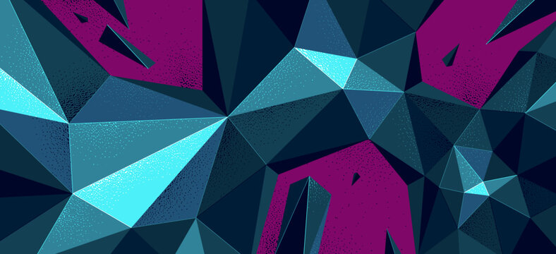 Low poly broken abstract background vector, chaos and anxiety wallpaper breaking shapes to pieces, destroyed 3D dimensional form in motion.
