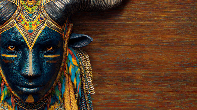Vibrant Grenada Jab Jab celebration with ornate bull head mask