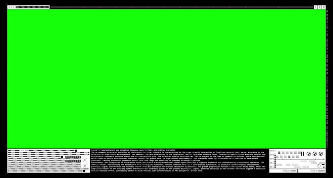 Futuristic HUD interface frame with green screen chroma key for video editing