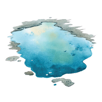Watercolor Blue Paint Stain Texture.