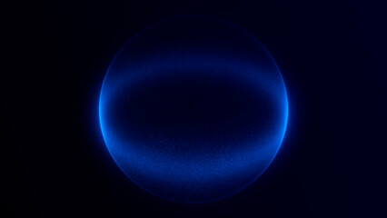 Obraz premium Abstract blue glowing energy sphere with soft digital plasma light and futuristic luminous orb floating on dark technology background, seamless sci fi motion loop, 4K, 60fps