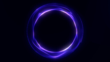 Abstract violet glowing plasma circle with soft futuristic light waves and luminous neon energy flow on dark technology background © Aksver