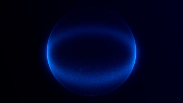 Abstract blue glowing energy sphere with soft digital plasma light and futuristic luminous orb floating on dark technology background, seamless sci fi motion loop, 4K, 60fps