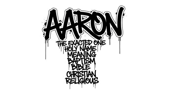 Aaron artistic typography with christian and religious themes on white background