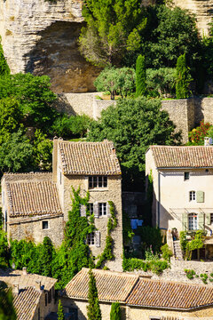Hilltop village Gordes in the Vaucluse department in the Provence-Alpes-Cote d'Azur in France