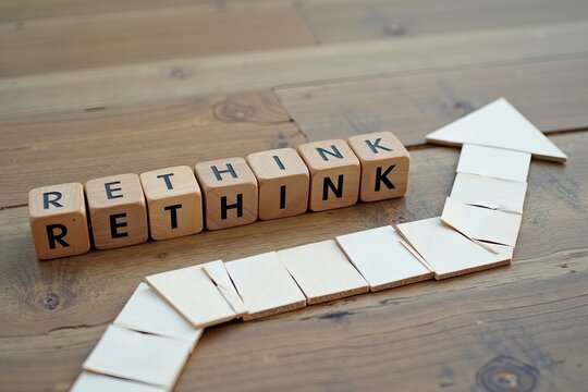Wooden Blocks with Redefined Near a Directional Arrow: Reinventing Business Strategies
