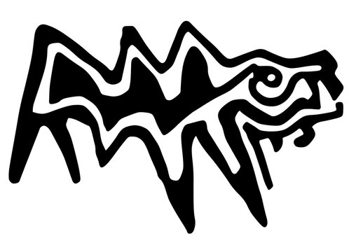 The Whale Nazca Lines, silhouettes isolated on white background