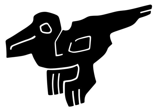 The Baby Condor Nazca Lines, silhouettes isolated on white background