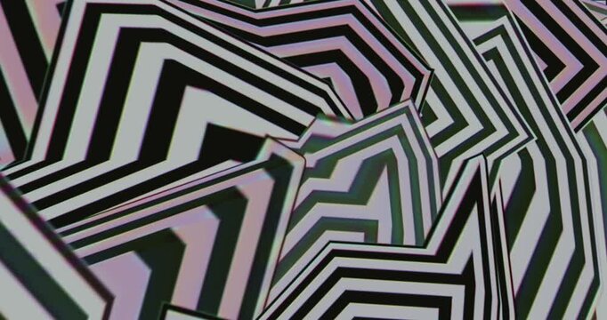 Abstract hypnotic op art background with black and white zig zag stripes