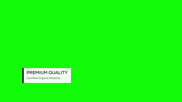 Premium Quality Certified Organic Material Animated Lower Third with In and Out Animation on Green Screen