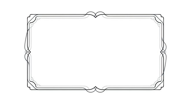 Classic decorative ornamental frame layout featuring thin lines and curves for vintage stationery invitations or wedding cards projects that require a traditional artistic border for personal
