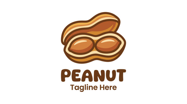 This playful logo features a stylized peanut shell and peanuts, merging branding with a fun image that symbolizes health, nutrition, and the joy associated with peanuts as a snack.