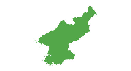 Obraz premium A solid green depiction of north korea s geographical outline showcasing its peninsula shape and borders high quality
