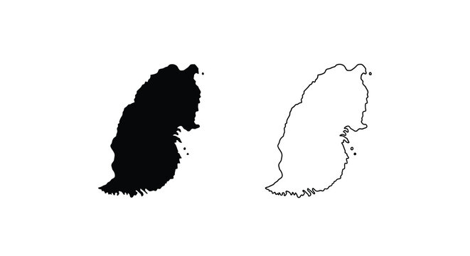 Two contrasting depictions of saint kitts and nevis a solid black shape and a white outline high quality