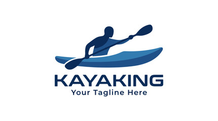 A silhouette of a kayaker paddling energetically in striking blue waters, which embodies the thrill and adventure associated with water sports and outdoor activities. © Liutao