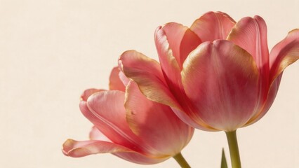 Fototapeta premium Pink tulips in closeup