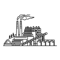 Obraz premium Industrial Factory Silhouette with Smoke and Conveyor Belt