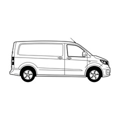 Obraz premium Modern Cargo Van Outline Drawing, Side View