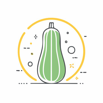 Stylized illustration of a green squash in a yellow circle