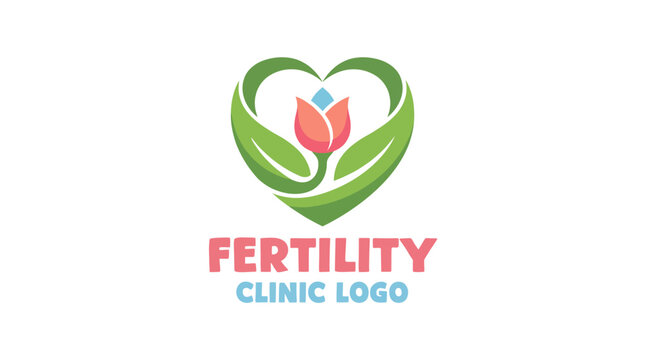 This logo elegantly illustrates a heart and flower design, symbolizing care and hope, ideal for a fertility clinic focusing on family and new beginnings.