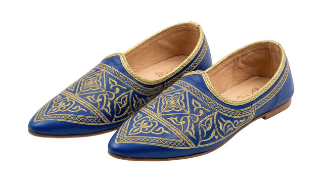 Colorful embroidered slippers with floral pattern