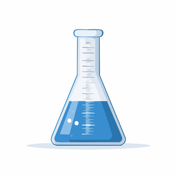 Erlenmeyer Flask with Blue Liquid and Measurement Markings