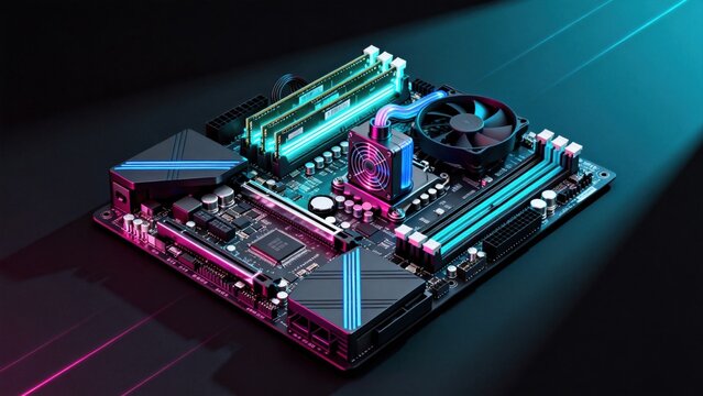 Computer motherboard with RGB lighting