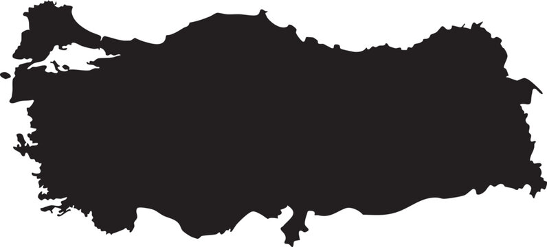 Black silhouette map of Turkey a simple vector graphic for travel and geography concepts isolated on a white background