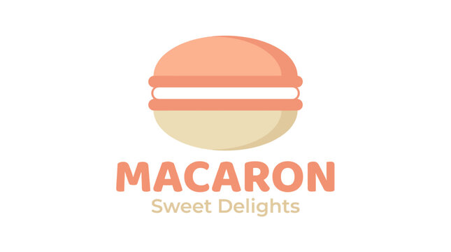 This image features an aesthetically pleasing logo of a macaron, adorned with soft pastel colors, symbolizing elegance, sweetness, and delightful culinary creations.