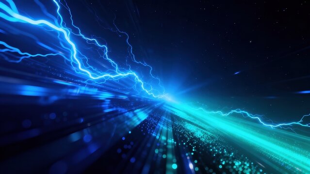 Abstract blue lightning in space