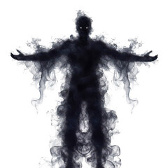 Fototapeta premium Human silhouette formed by swirling smoke isolated on a transparent background