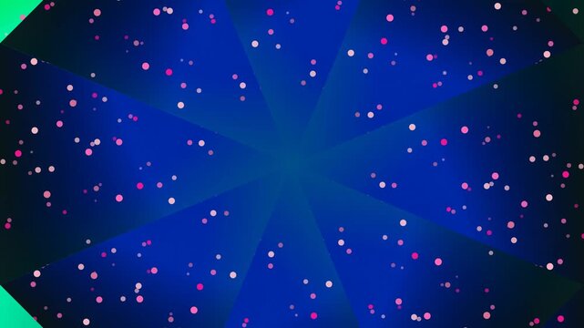 Vibrant blue explosion with pink and white dots radiates outward in space