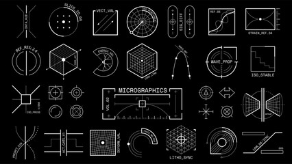 Naklejka premium Schematic industrial micrographics blueprint and engineering symbols 
