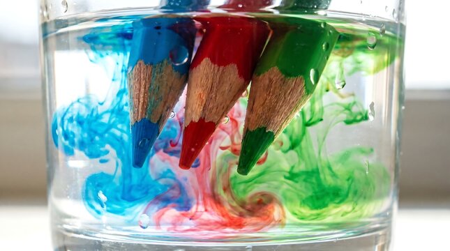 Macro Shot of Watercolor Pencils Dipped in Water | Creative Back to School Art Supplies