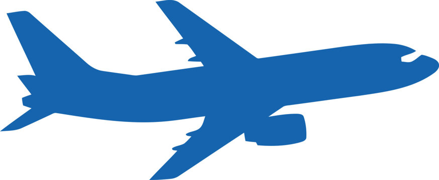 Modern commercial airplane silhouette flying side view with engines visible
